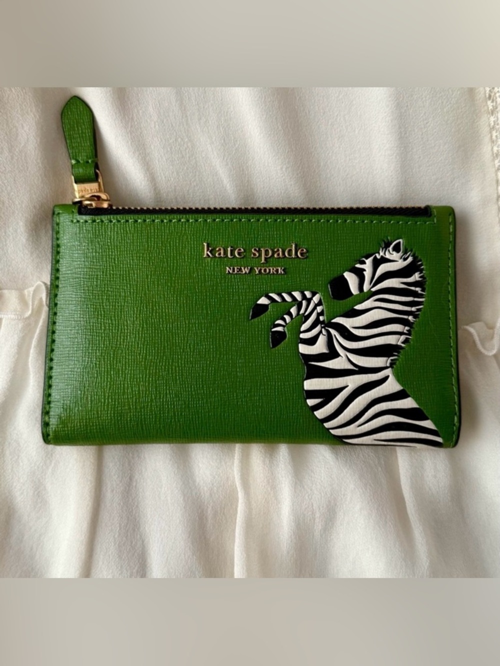 Kate Spade Ziggy Zebra Embellished Small Slim Bifold Wallet